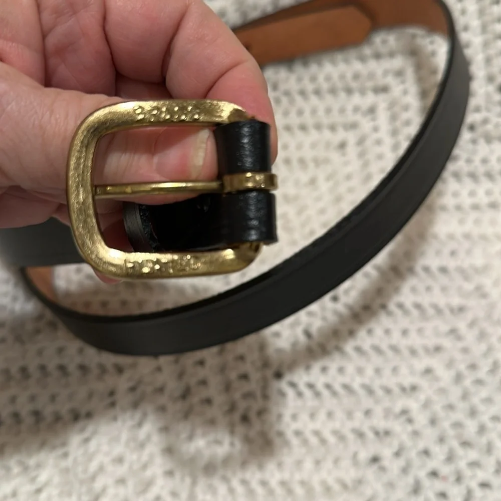 Genuine Leather Belt in Black Brass Buckle Handcrafted in America NWOT